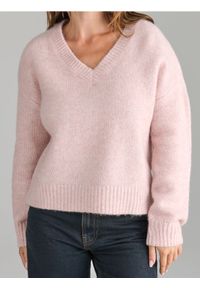 Sinsay - Sweter z dekoltem V - różowy. Kolor: różowy. Długość: długie #1