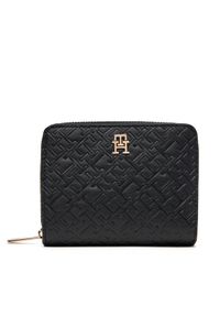 TOMMY HILFIGER - Tommy Hilfiger Portfel damski Th Icon Med Za Flap Mono AW0AW17743 Czarny. Kolor: czarny. Materiał: skóra