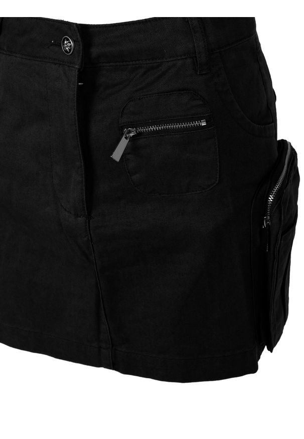 John Richmond Spódniczka | ZPA24015MG | Kobieta | Czarny. Okazja: na co dzień. Kolor: czarny. Materiał: bawełna. Wzór: moro, aplikacja. Styl: casual, elegancki, militarny