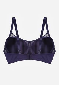 Born2be - Granatowy Biustonosz z Koronką i Transparentną Wstawką Heliphine. Kolor: niebieski. Materiał: koronka. Wzór: koronka #2