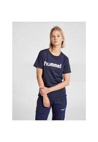 Koszulka sportowa z krótkim rękawem damska Hummel Cotton Logo. Kolor: niebieski. Długość rękawa: krótki rękaw. Długość: krótkie