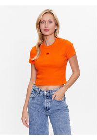 Hugo T-Shirt Deluisa 50489120 Pomarańczowy Slim Fit. Kolor: pomarańczowy. Materiał: bawełna