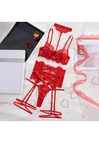 Intica - Koronkowy zestaw bielizny na romantyczne chwile Kaarina. Kolor: czerwony. Materiał: koronka. Wzór: koronka #1