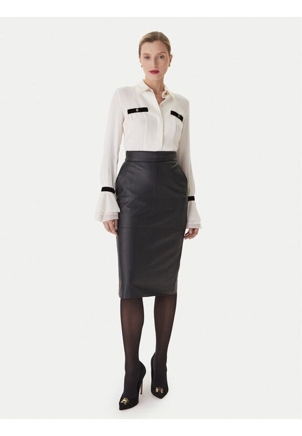 Elisabetta Franchi Koszula CA-131- 57E2-V390 Écru Regular Fit. Materiał: wiskoza