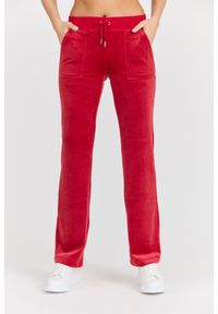 Juicy Couture - JUICY COUTURE Damskie czerwone dresowe spodnie Del Ray Pant, Rozmiar M. Kolor: czerwony. Materiał: dresówka. Długość: długie