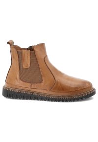 Brązowe Botki Artiker Stylowe Obuwie Damskie. Okazja: na co dzień, na spacer. Kolor: brązowy. Materiał: jeans, skóra. Styl: elegancki #3