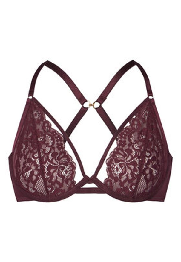 Hunkemöller Biustonosz z fiszbiną 302379 Bordowy. Kolor: czerwony. Materiał: syntetyk