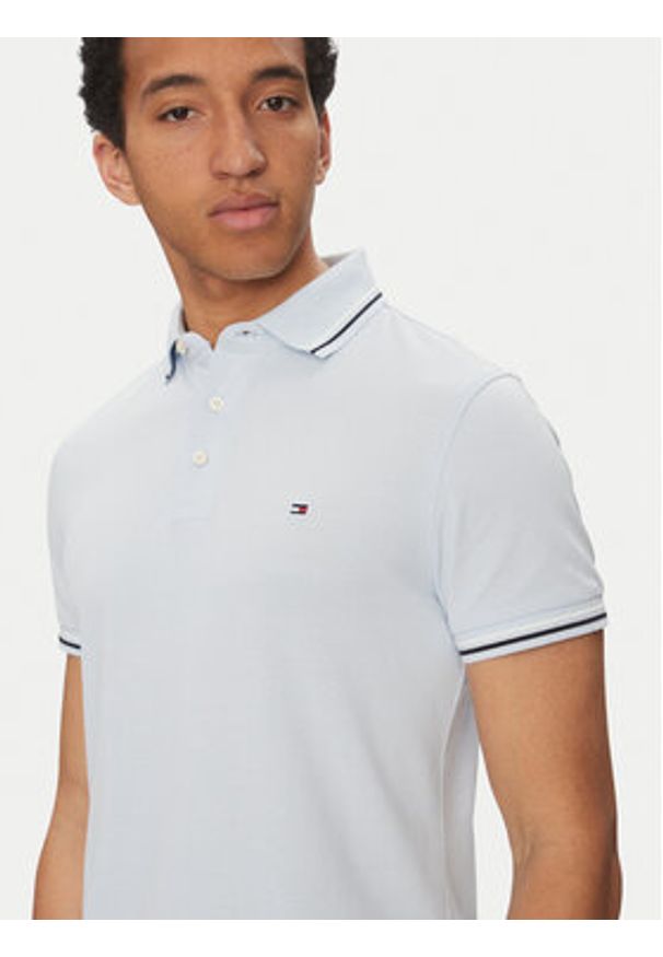 TOMMY HILFIGER - Tommy Hilfiger Polo Seasonal MW0MW39993 Błękitny Slim Fit. Typ kołnierza: polo. Kolor: niebieski. Materiał: bawełna