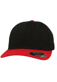 FLEXFIT - Dwukolorowa Czapka Z Daszkiem Wooly Combed. Kolor: czerwony, wielokolorowy, czarny