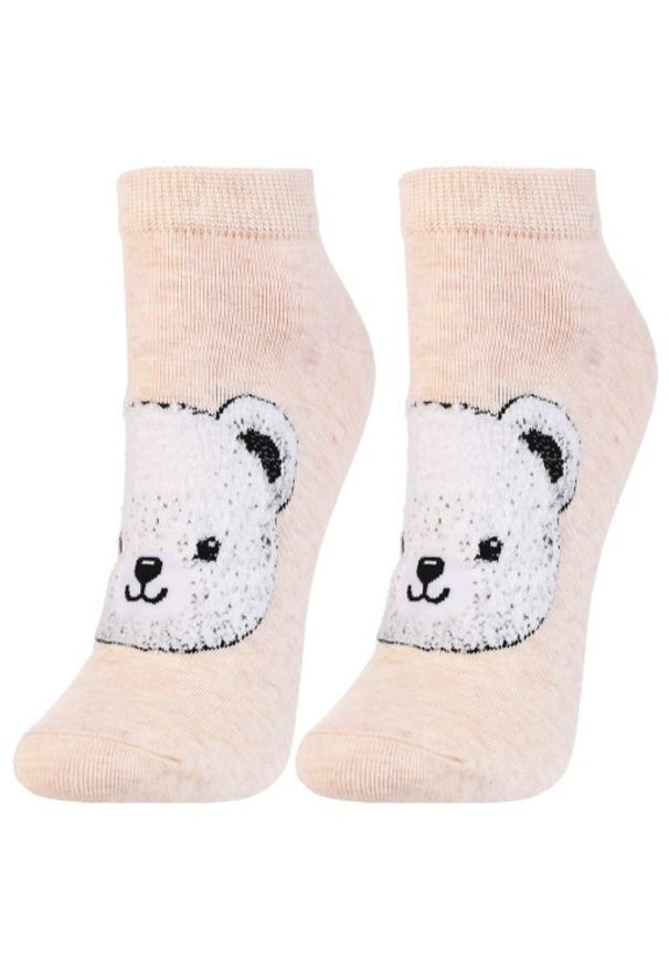 Moraj - Mix Kolor Damskie Skarpetki 3 Pary. Kolor: beżowy. Materiał: bawełna. Wzór: aplikacja, haft