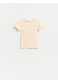 Reserved - T-shirt z wiskozą - jasnożółty. Kolor: żółty. Materiał: wiskoza