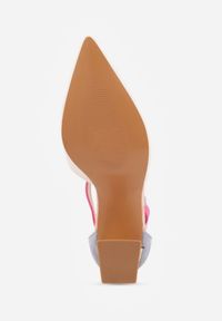 Born2be - Beżowo-Różowe Czółenka na Stożkowym Obcasie Ozdobione Metaliczną Wstawką Xariri. Okazja: na spotkanie biznesowe, do pracy, na imprezę. Zapięcie: sprzączka. Kolor: beżowy. Wzór: aplikacja. Obcas: na obcasie. Styl: biznesowy, elegancki, wizytowy. Wysokość obcasa: średni #6