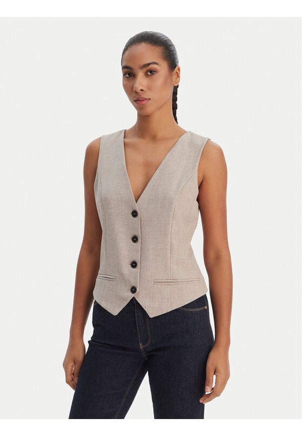 only - ONLY Kamizelka garniturowa Linda 15336753 Beżowy Regular Fit. Kolor: beżowy. Materiał: syntetyk