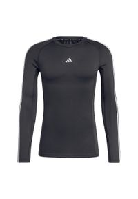 Adidas - Koszulka TECHFIT Compression Training 3-Stripes Long Sleeve. Kolor: czarny. Materiał: materiał. Długość rękawa: długi rękaw. Technologia: Techfit (Adidas) #2