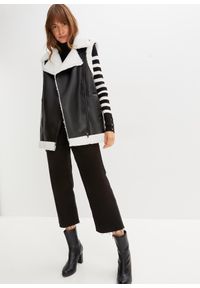 bonprix - Sweter z golfem z mieszanki wiskozy. Typ kołnierza: golf. Kolor: czarny. Materiał: wiskoza. Wzór: paski #2