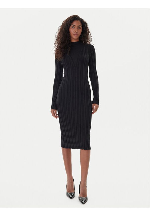Fracomina Sukienka dzianinowa FJ25WD5006K463Q7 Czarny Slim Fit. Kolor: czarny. Materiał: syntetyk