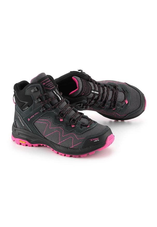 ALPINE PRO - Buty wysokie trekkingowe damskie Alpine Pro Cerne 2 Vibram. Kolor: różowy. Materiał: skóra, welur. Styl: sportowy