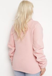 Born2be - Różowa Bluza na Suwak o Klasycznym Kroju z Kołnierzem i Kieszeniami Lathmini. Okazja: na co dzień. Kolor: różowy. Styl: klasyczny #6