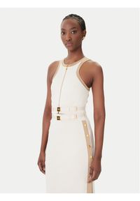 Elisabetta Franchi Top TK-71S-61E2-V270 Beżowy Regular Fit. Kolor: beżowy. Materiał: wiskoza #1