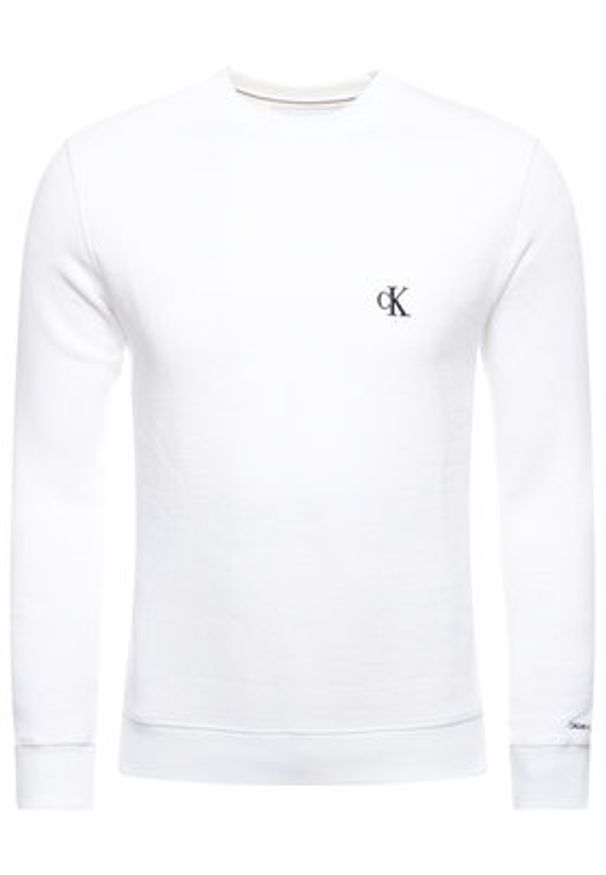 Calvin Klein Jeans Bluza Embroidered Logo J30J314536 Biały Regular Fit. Kolor: biały. Materiał: bawełna, syntetyk