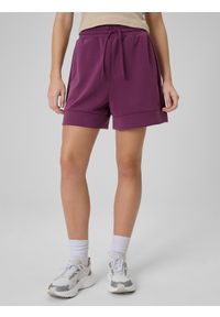 4f - 4F Spodenki dresowe z modalem damskie - fioletowe XL. Kolor: czerwony. Materiał: dresówka. Wzór: gładki #2