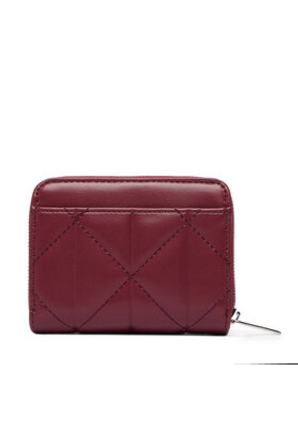 Calvin Klein Portfel Quilted Flap Zip Around LV04F1124G Bordowy. Kolor: czerwony. Materiał: skóra