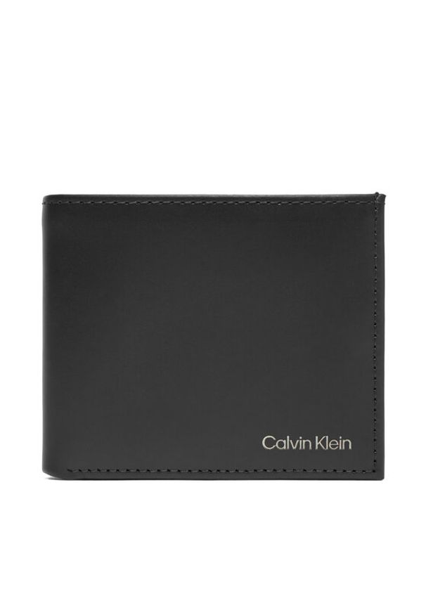 Calvin Klein Portfel męski Ck Smooth Trifold W/ Coin LV04D1103G Czarny. Kolor: czarny. Materiał: skóra
