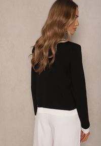 Renee - Czarny Retro Sweter Kardigan z Wiskozą z Eleganckimi Guzikami Tesorenia. Kolor: czarny. Materiał: wiskoza. Długość rękawa: długi rękaw. Długość: długie. Styl: retro, elegancki #2