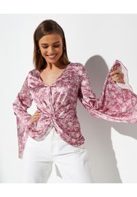 CAROLINE CONSTAS - Jedwabna różowa bluzka Romy. Kolor: różowy, wielokolorowy, fioletowy. Materiał: jedwab. Długość rękawa: długi rękaw. Długość: długie. Wzór: aplikacja, kwiaty. Styl: elegancki #2