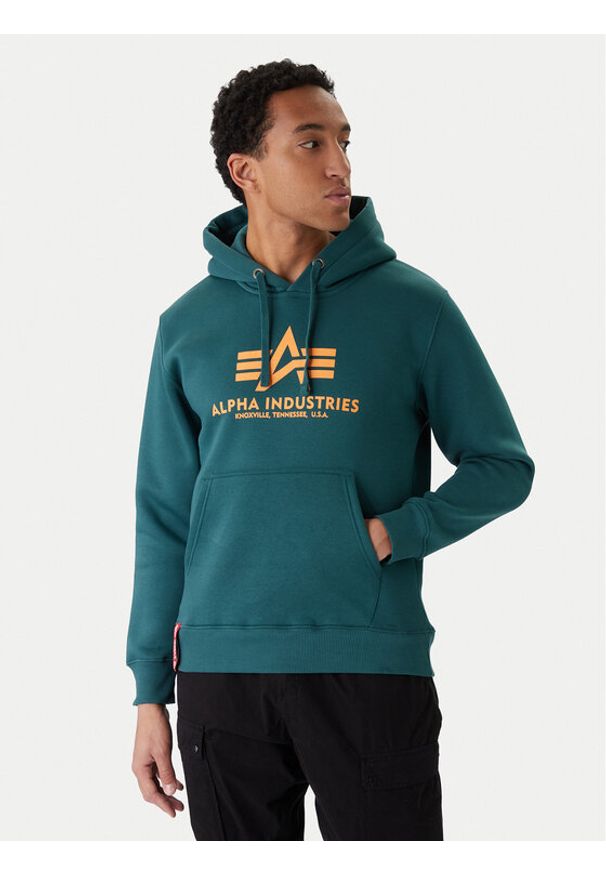 Alpha Industries Bluza Basic 178312 Zielony Regular Fit. Kolor: zielony. Materiał: bawełna