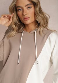 Renee - Beżowa Bawełniana Bluza z Kapturem i Ściągaczami Ardente. Typ kołnierza: kaptur. Kolor: beżowy. Materiał: bawełna #5