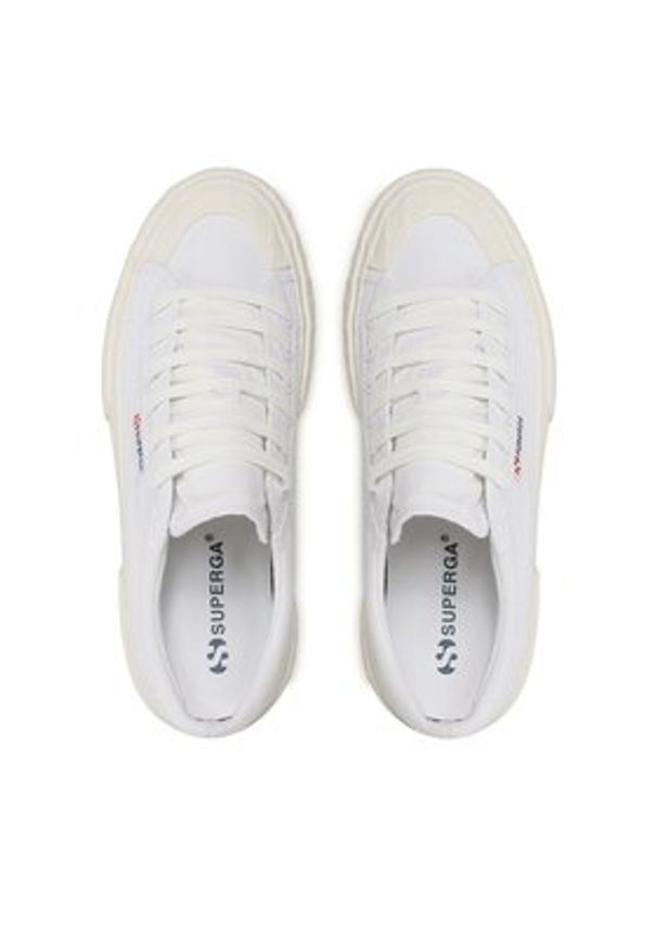 Superga Trampki Stripe Platform 2631 S5111SW Biały. Kolor: biały. Materiał: materiał. Obcas: na platformie