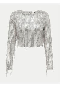 only - ONLY Bluzka Spacy 15331803 Srebrny Cropped Fit. Kolor: srebrny. Materiał: syntetyk #7