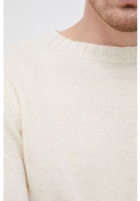 Sisley Sweter wełniany męski kolor kremowy. Okazja: na co dzień. Kolor: beżowy. Materiał: wełna. Długość rękawa: długi rękaw. Długość: długie. Styl: casual