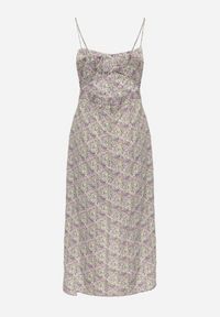 Born2be - Fioletowa Rozkloszowana Sukienka Ozdobiona Geometrycznym Wzorem Taelissa. Okazja: na co dzień. Kolor: fioletowy. Wzór: geometria, aplikacja. Sezon: wiosna, lato. Styl: casual, elegancki #3