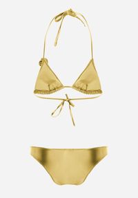 Born2be - Zielone Klasyczne Bikini Wiązany Biustonosz z Kwiatową Aplikacją i Figi Oridanea. Kolor: zielony. Wzór: aplikacja, kwiaty #4