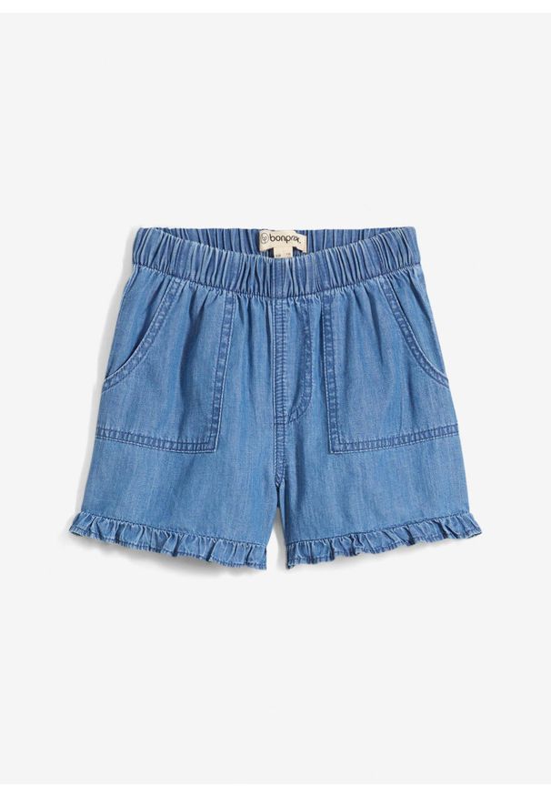 bonprix - Szorty dżinsowe z miękkiej bawełny. Kolor: niebieski. Sezon: lato
