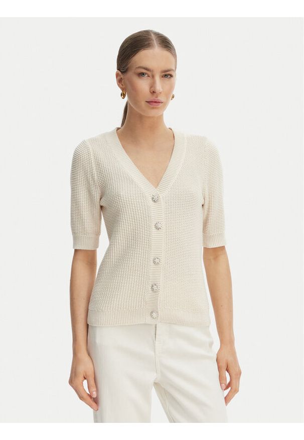 Morgan Kardigan 261-MYRTILE Beżowy Slim Fit. Kolor: beżowy. Materiał: bawełna