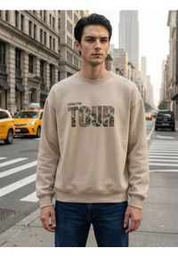 Sinsay - Bluza crewneck z napisem - beżowy. Kolor: beżowy. Wzór: napisy