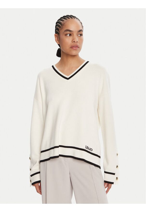 Liu Jo Sport Sweter TF5229 MS59L Écru Regular Fit. Materiał: syntetyk. Styl: sportowy