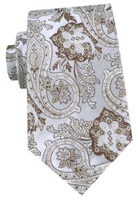 Męski Krawat - Chattier - Odcienie Beżu i Jasnej Popieli. Kolor: wielokolorowy, brązowy, beżowy. Materiał: tkanina. Styl: elegancki, klasyczny, wizytowy #1