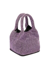 Kazar - Fioletowa torebka pokryta cyrkoniami. Kolor: fioletowy. Wzór: ze splotem. Rozmiar: małe. Styl: wizytowy, glamour. Rodzaj torebki: na ramię #2