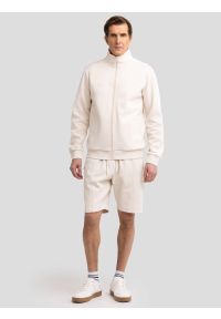 Big-Star - Bluza męska rozpinana ze stójką kremowa Wlador 103. Okazja: na co dzień. Typ kołnierza: kołnierzyk stójkowy. Kolor: kremowy. Materiał: dzianina. Wzór: ze splotem, nadruk. Styl: casual #5