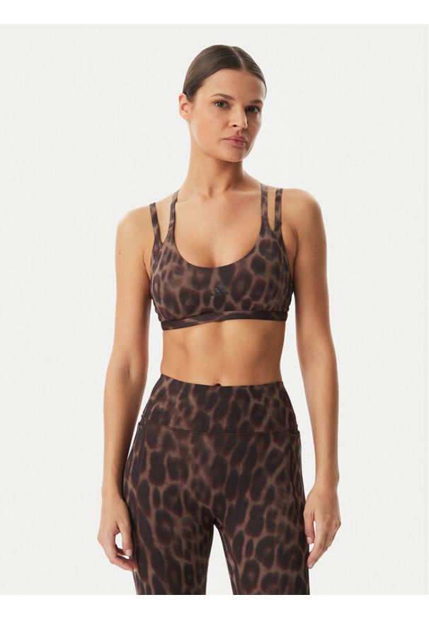 Adidas - adidas Biustonosz sportowy Optime Leopard Strappy KF5702 Brązowy. Kolor: brązowy. Materiał: syntetyk