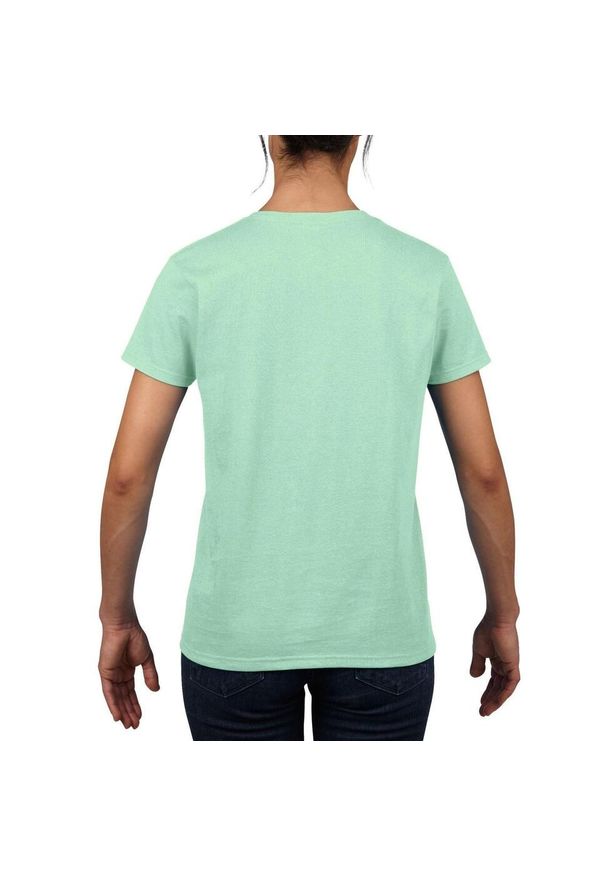 GILDAN - Damska Koszulka T-shirt Krótki Rękaw Top. Kolor: zielony. Długość rękawa: krótki rękaw. Długość: krótkie