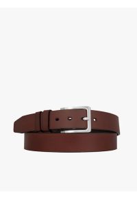 Ryłko - Ciemnobrązowy pasek ze skóry licowej. Kolor: brązowy. Materiał: skóra. Styl: klasyczny, street #1