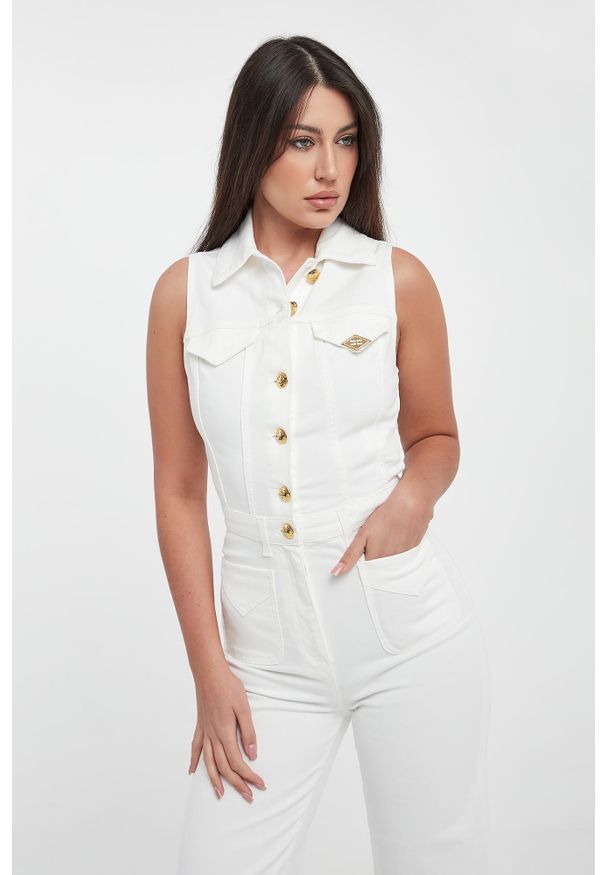 Elisabetta Franchi - Kombinezon damski jeansowy ELISABETTA FRANCHI. Materiał: jeans