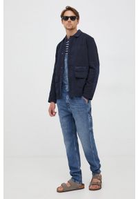 Pepe Jeans bluza bawełniana męska kolor granatowy z nadrukiem. Kolor: niebieski. Materiał: bawełna. Wzór: nadruk #4