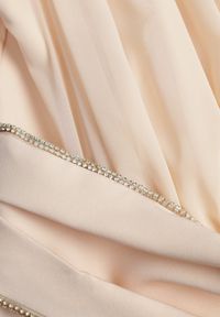 Renee - Beżowa Bluzka VICES w Kopertowym Stylu z Luźnymi Transparentnymi Rękawami i Dekoltem V Inge. Okazja: na co dzień. Kolor: beżowy. Materiał: jeans. Styl: casual, elegancki #3