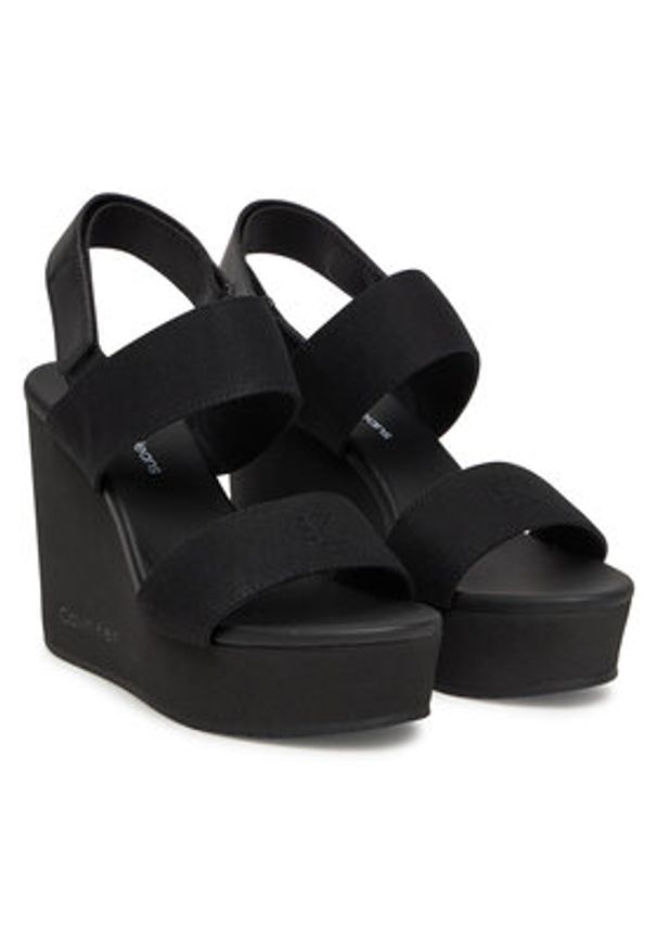 Calvin Klein Jeans Sandały Wedge Sandal Webbing In YW0YW01790 Czarny. Kolor: czarny. Materiał: materiał
